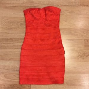 Bright orange red bandeau dress